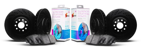 Picture of Xi Series Drilled and Slotted Brake Kit Front and Rear BLACK
