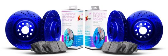 Picture of Xi Series Drilled and Slotted Brake Kit Front and Rear BLUE