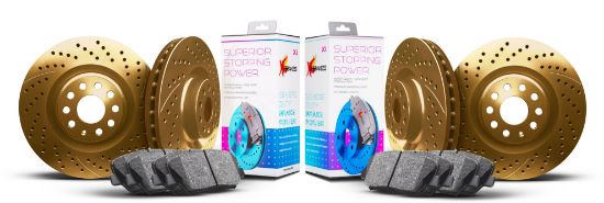 Picture of Xi Series Drilled and Slotted Brake Kit Front and Rear GOLD