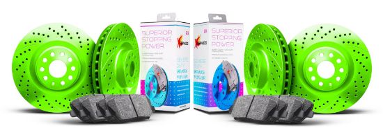Picture of Xi Series Drilled and Slotted Brake Kit Front and Rear GREEN